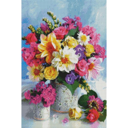 Диамантен Гоблен "Ваза с Цветя" - 40 x 60 см, Квадратни мъниста - Image 2