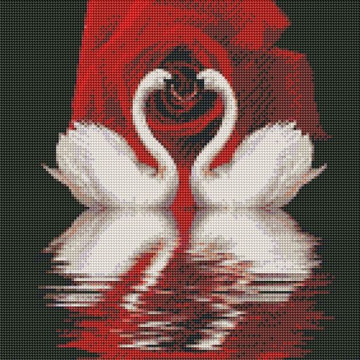 Диамантен Гоблен "Двата Лебеда" - 40 x 40 см, Кръгли мъниста - Image 2