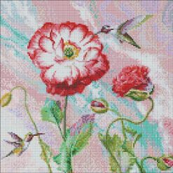 Диамантен Гоблен с подрамка "Мак" - 40 x 40 см, Кръгли мъниста
