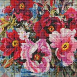 Диамантен Гоблен с подрамка "Пролетна красота" - 40 x 40 см, Кръгли мъниста