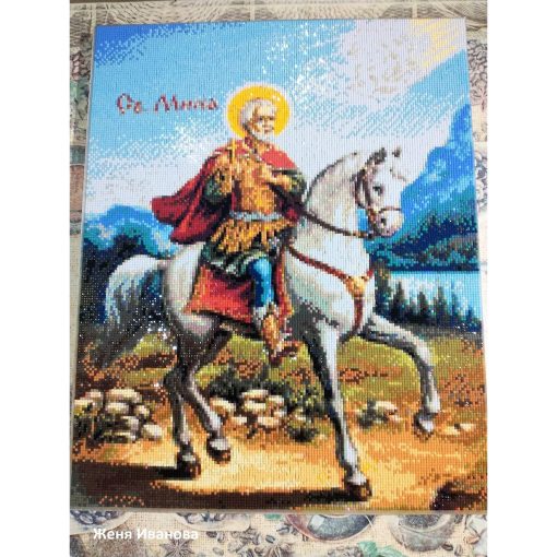 Диамантен Гоблен с Рамка "Свети Мина" - 40 x 50 см, Квадратни мъниста - Image 3
