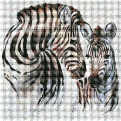 Диамантен Гоблен с Рамка "Зебра" - 40 x 40 см, Кръгли мъниста