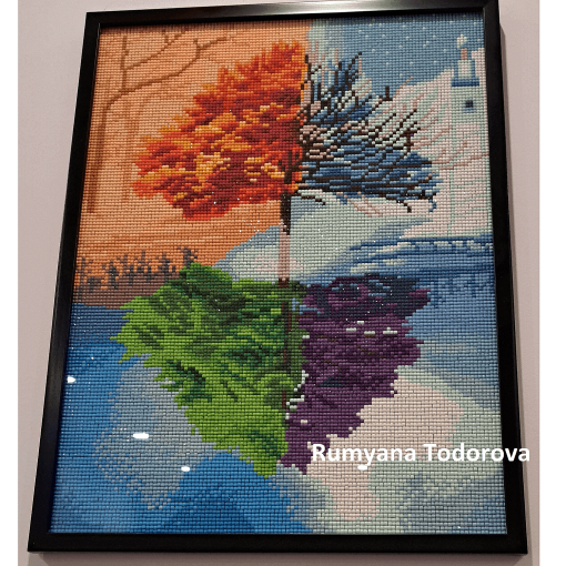 Елмазен Гоблен "Четири сезона" - 30 x 40 см, Квадратни мъниста - Image 6