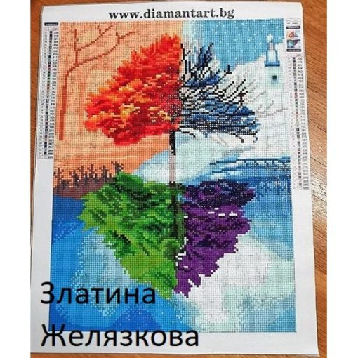 Елмазен Гоблен "Четири сезона" - 30 x 40 см, Квадратни мъниста - Image 3