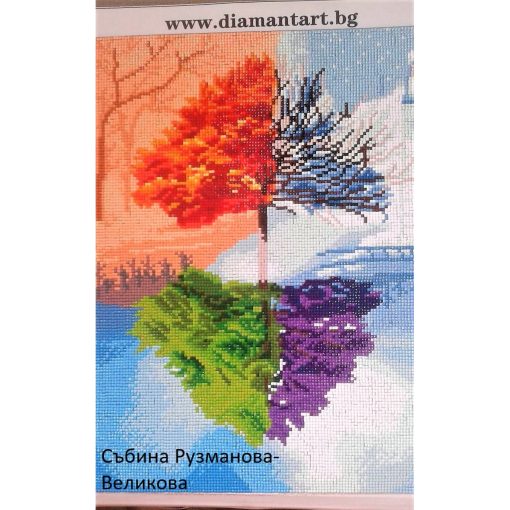 Елмазен Гоблен "Четири сезона" - 30 x 40 см, Квадратни мъниста - Image 4