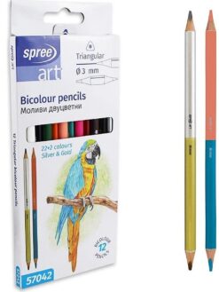 Комплект двуцветни моливи Spree Art - Триъгълни, Ø 3 mm, 12 х 2 броя