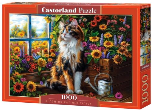 Пъзел Castorland 1000 части - Котешка медитация сред цветя