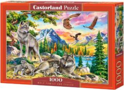 Пъзел Castorland 1000 части - Вълче семейство и орли