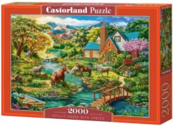 Пъзел Castorland от 2000 части -Идилична къща с коне