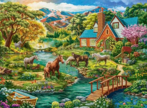 Пъзел Castorland от 2000 части -Идилична къща с коне - Image 2