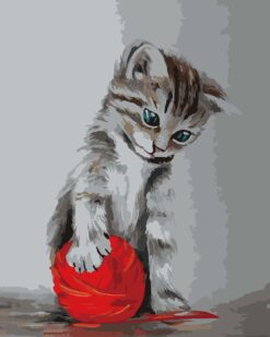 Рисуване по номера "Коте с кълбо" 40х50см с подрамка W2552