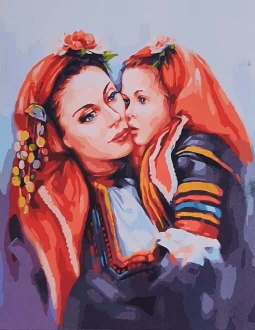 Комплект за Рисуване по Номера "Майчина милувка" (по оригинал на Миглена Кирилова)