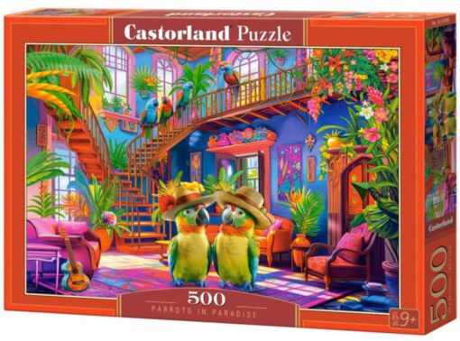 Пъзел Castorland от 500 части - Папагали в Рая