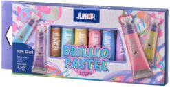 Темперни бои Junior - Brillio Pastel, 10 цвята, 12 ml