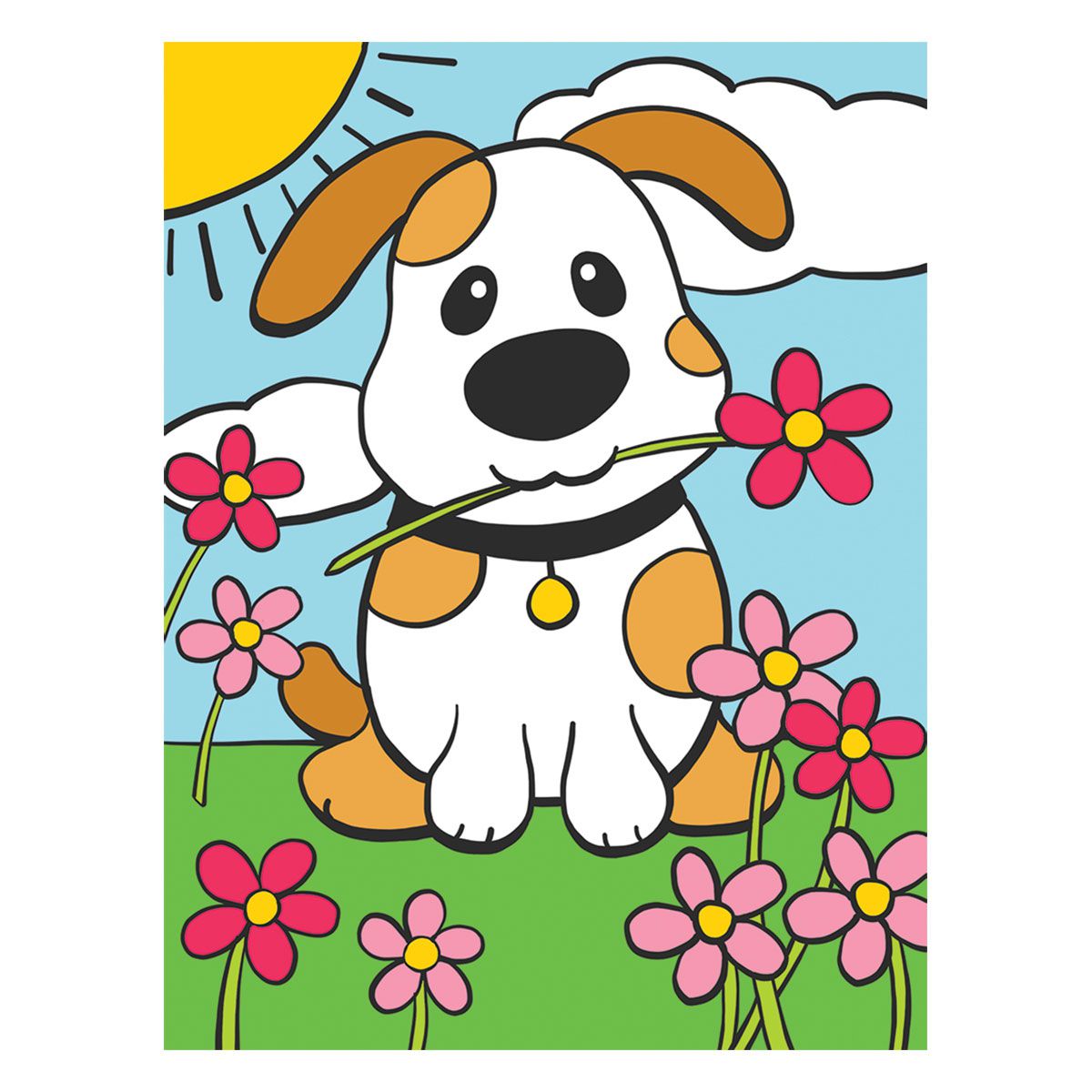 Рисуване по номера с акрилни бои - Моята първа рисунка - 22х30 - Кученце