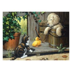 Рисуване по номера с акрилни бои Junior Large - 39х30 - Куче, коте и пате