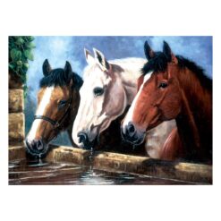 Рисуване по номера с акрилни бои Junior Large - 39х30 - "Коне на водопой"