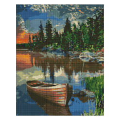Диамантен гоблен - канава на подрамка 40 х 50 см.  - Лодка в реката