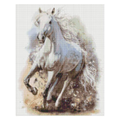 Диамантен гоблен - канава на подрамка 40 х 50 см.  - Бял кон
