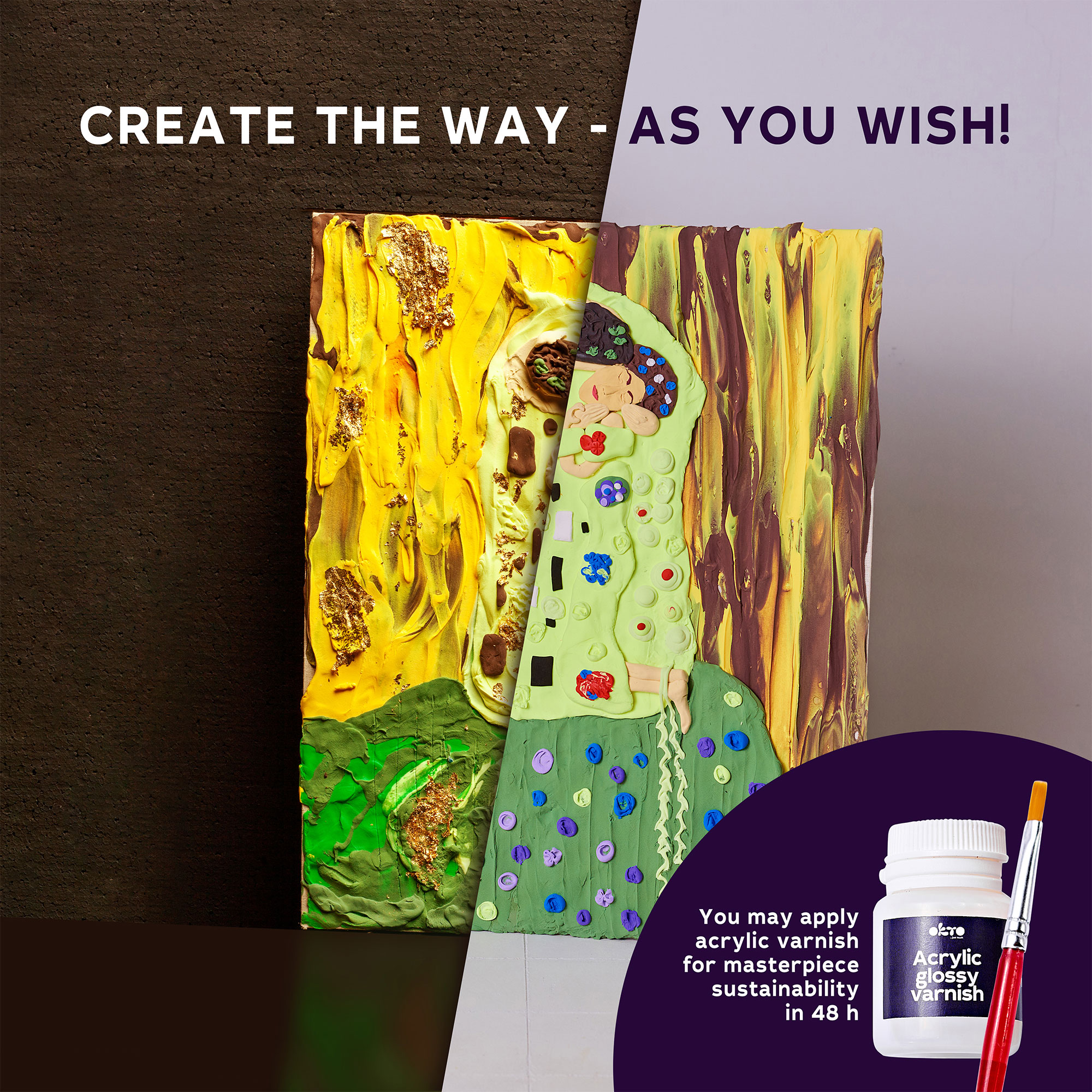 Творчески комплект за 3D картина с лек моделин - Целувката - Климт - Image 6