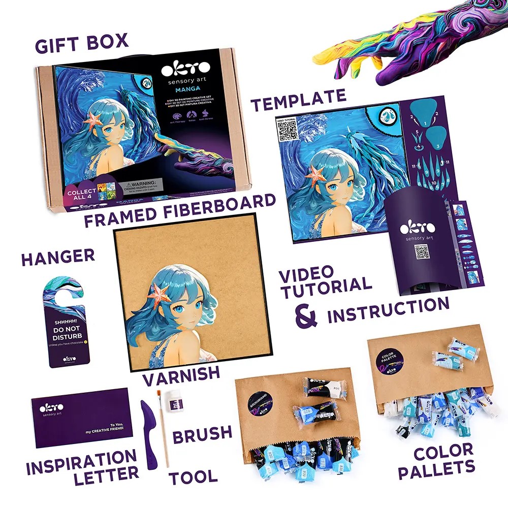 Творчески комплект за 3D картина с лек моделин - Manga - Вода - Image 2