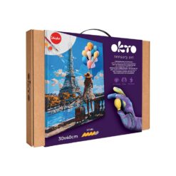 Творчески комплект за рисуване по номера с акрилни бои и 3D картина с лек моделин 30 х 40 см. - Поздрави от Париж