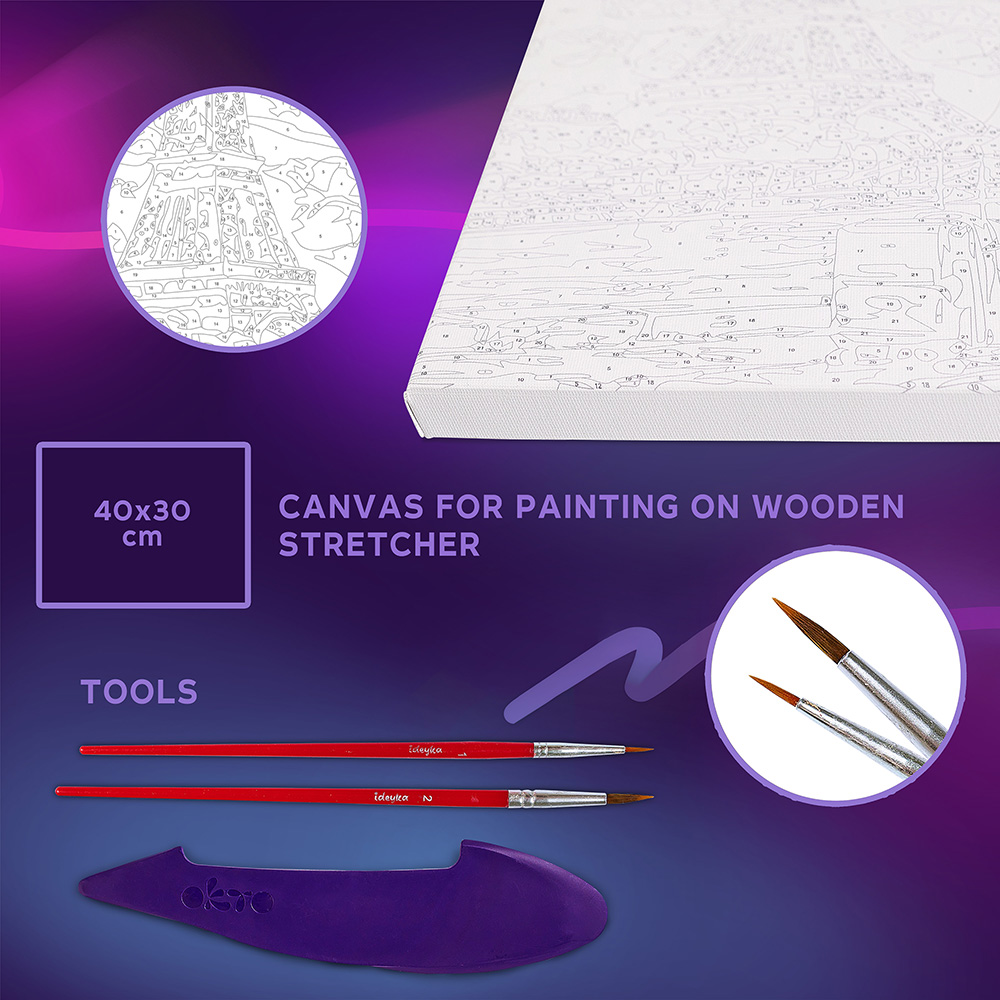 Творчески комплект за рисуване по номера с акрилни бои и 3D картина с лек моделин 30 х 40 см. - Поздрави от Париж - Image 4