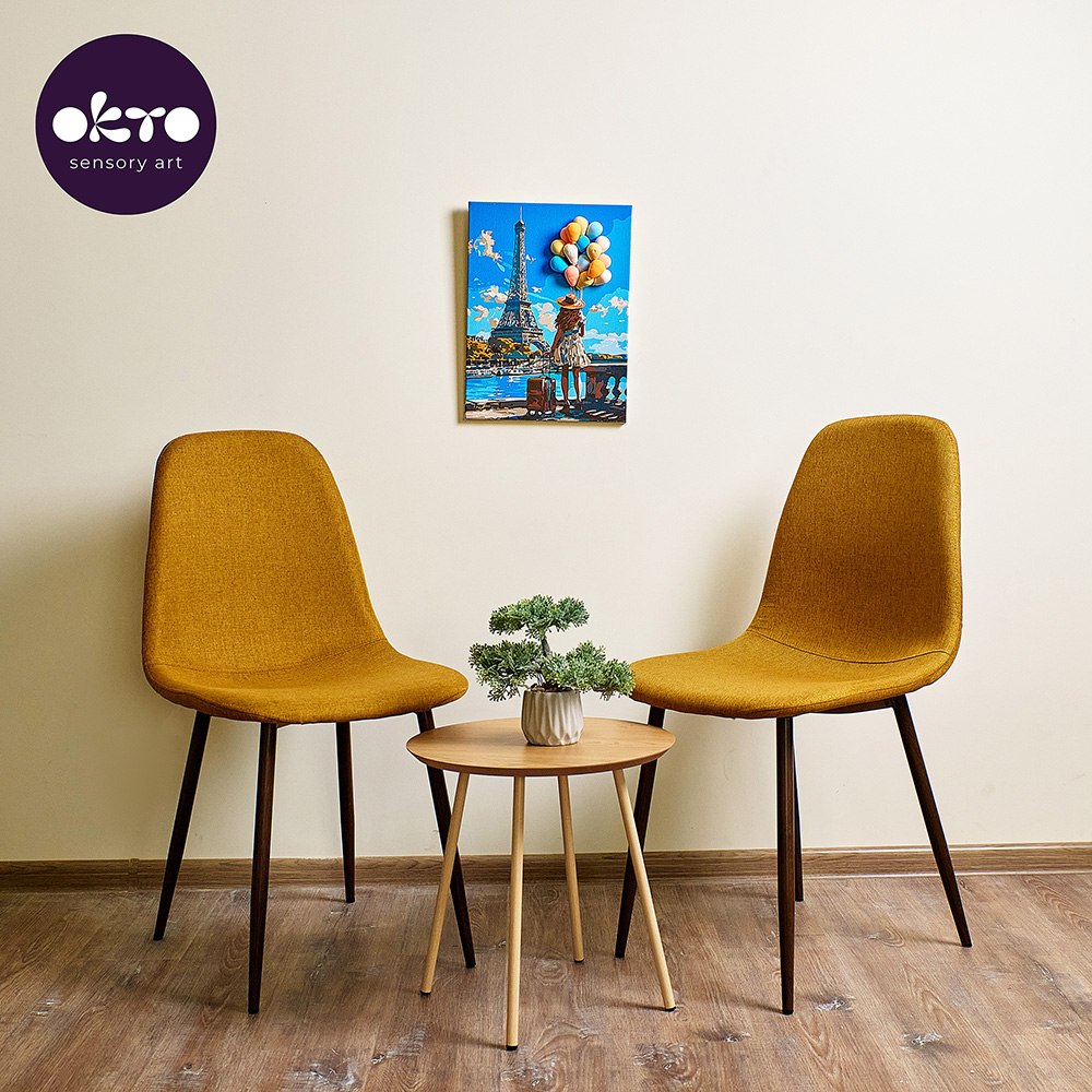 Творчески комплект за рисуване по номера с акрилни бои и 3D картина с лек моделин 30 х 40 см. - Поздрави от Париж - Image 9