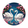 Рисуване по номера акрилни бои върху платно на подрамка - кръг 26 см. Лебеди