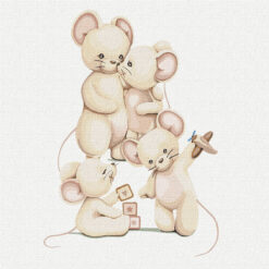 Рисуване по номера с акрилни бои върху платно на подрамка - 30х30 см. - Мечета