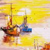 Рисуване по номера с акрилни бои върху платно на подрамка 40х50 см. - Кораби на изгрев