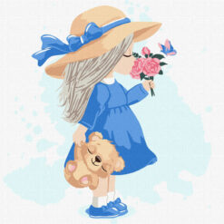 Рисуване по номера с акрилни бои върху платно на подрамка - 30 х 30 - Момиче