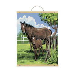 Рисуване по номера - акрилни бои върху платно на ролка -"Коне"