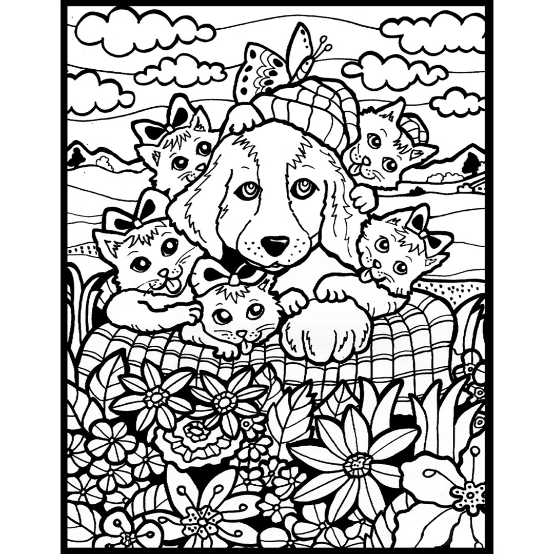 Картина за оцветяване 29,7х21 - Котета и куче - Image 2