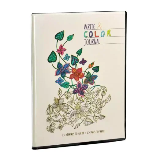 Тефтер Write & Color Journal 14х20 см – 56 листа, половината за писане, половината за оцветяване, с пластична корица и джоб