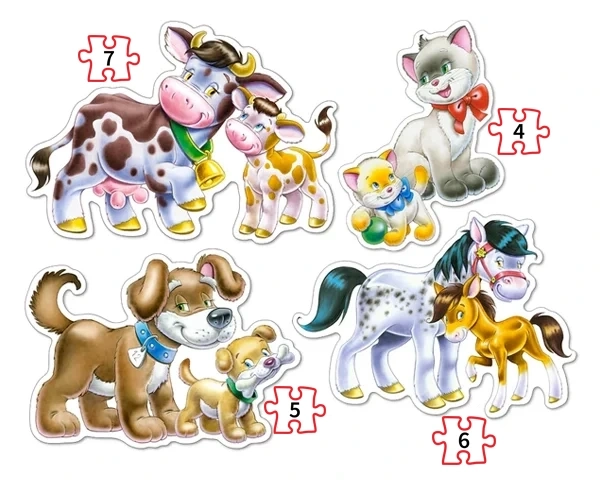 Пъзел 4Х ел. Castorland Животни с бебета - Image 2