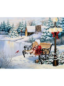 Диамантен гоблен – Малка кънкьорка – 30x40 см, пълно облепване, кръгли диаманти