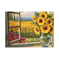 Рисуване по номера с акрилни бои - Adult за напреднали - 39х30 - Слънчогледови поля