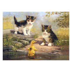 Рисуване по номера с акрилни бои Junior Large - 39х30 - "Котета и пате"
