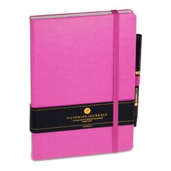 Тефтер с твърда корица, ластик и показалец, формат 14 × 20 см, редове