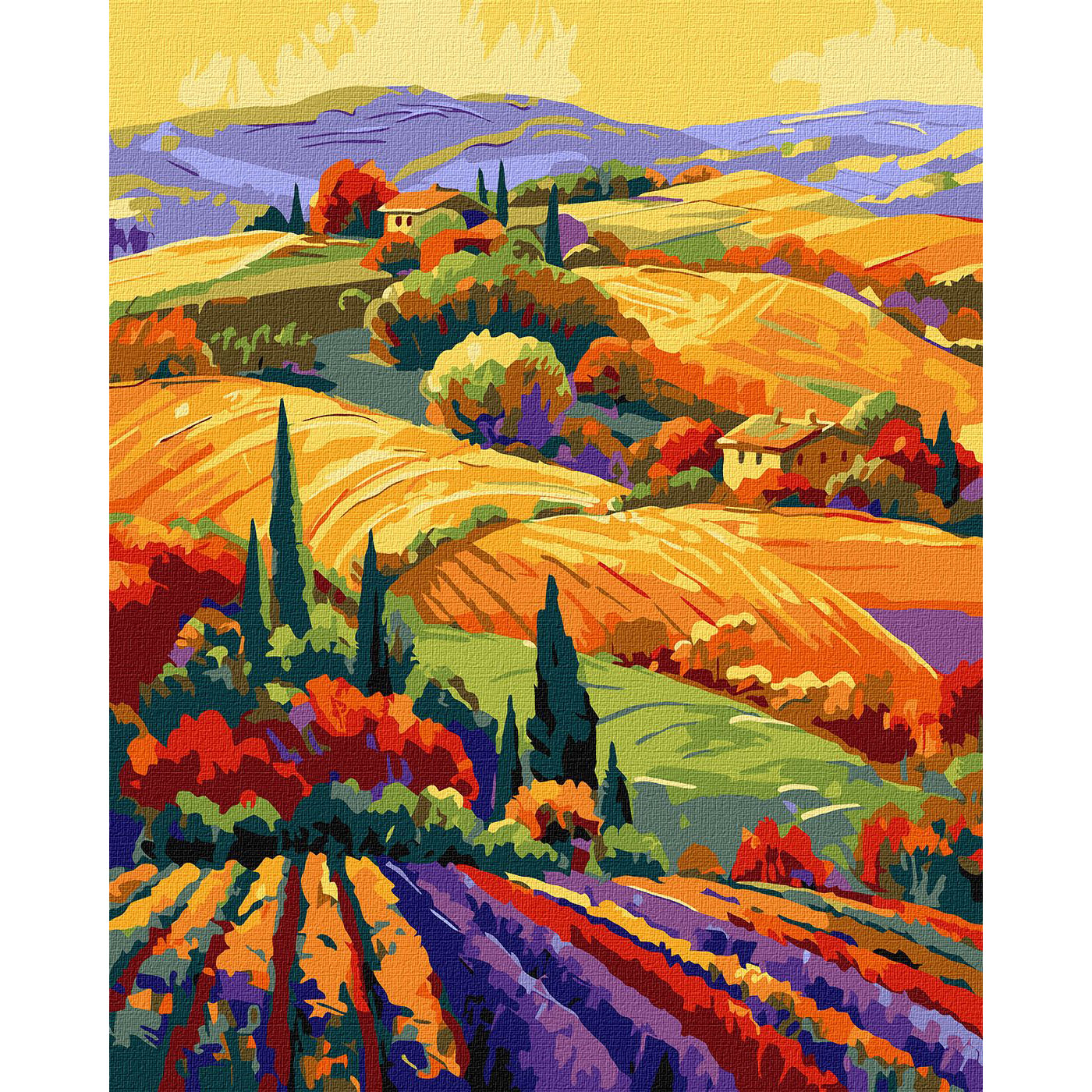 Рисуване по номера с акрилни бои върху платно на подрамка 40х50 см. - Полски пейзаж