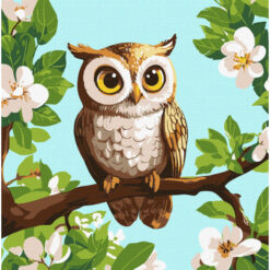 Рисуване по номера с акрилни бои върху платно на подрамка - 30 х 30 - Бухал