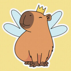 Рисуване по номера с акрилни бои върху платно на подрамка - 30 х 30 - Капибара фея