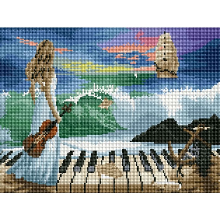 Диамантен гоблен – Музика в душата – 30x40 см, пълно облепване, кръгли диаманти - Image 2