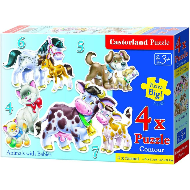 Пъзел 4Х ел. Castorland Животни с бебета