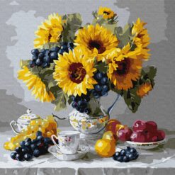 Рисуване по номера с акрилни бои върху платно на подрамка 40х40 см. - Слънчогледи с гразде