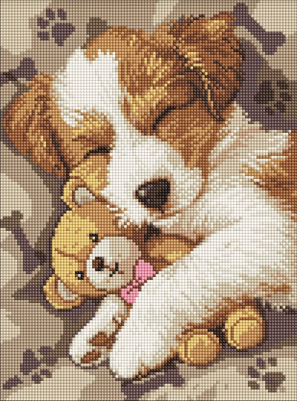 Диамантен гоблен - канава на подрамка 30 х 40 см - Сладки сънища-джак ръсел