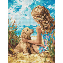 Диамантен гоблен - канава на подрамка 30 х 40 см - Щастливо куче