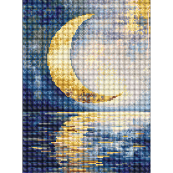 Диамантен гоблен - канава на подрамка 30 х 40 см - Месечина