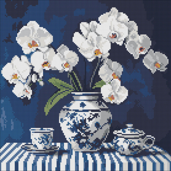 Диамантен гоблен - канава на подрамка 40 х 40 см. - Орхидеи